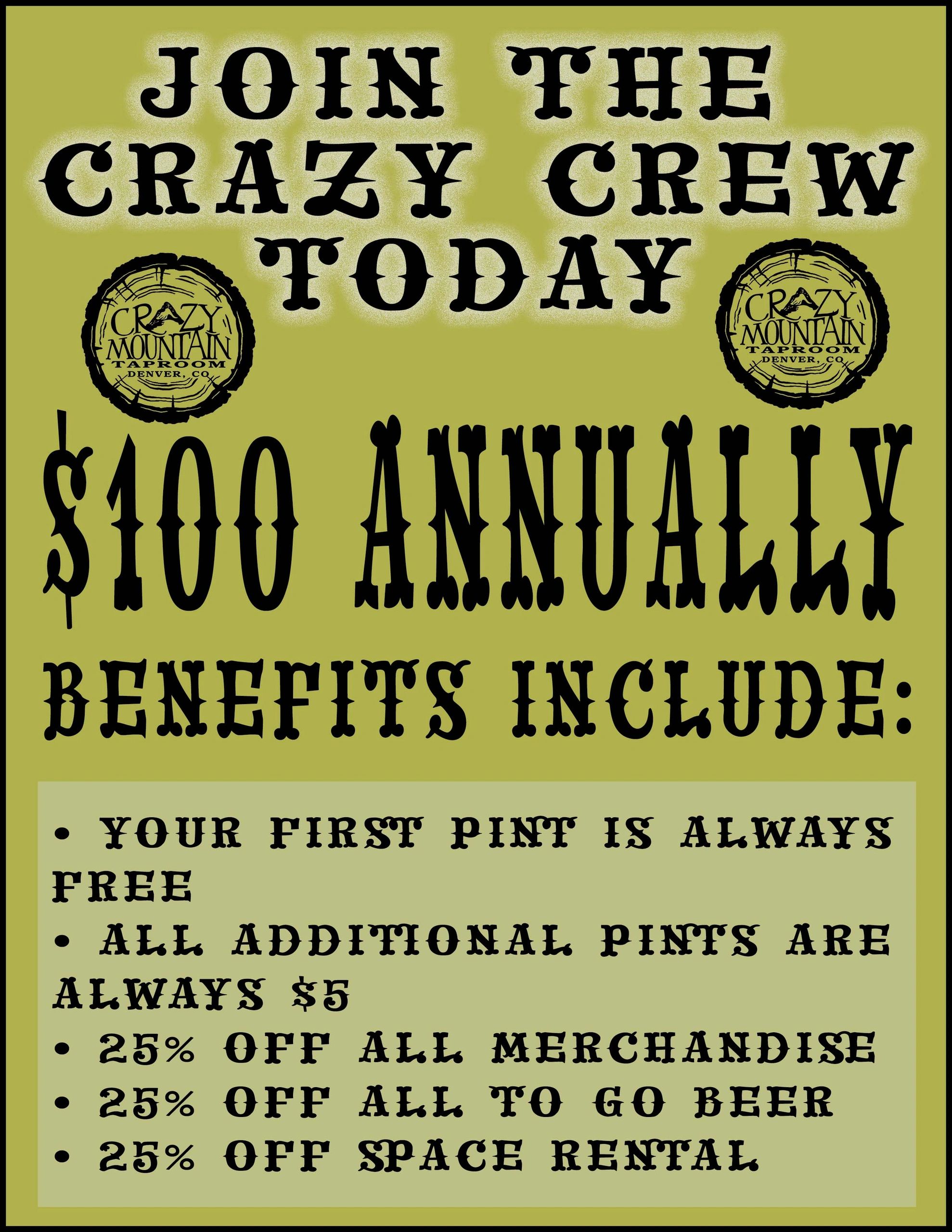 Crazy Mountain Taproom | Denver CO
